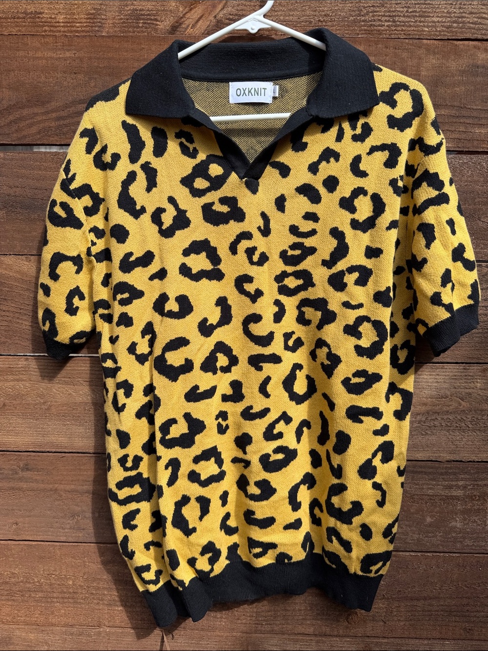 OXKNIT Yellow Leopard Knit Polo
